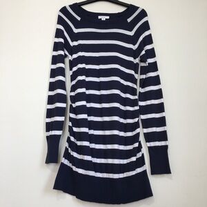 Liz Lange petite Maternity Navy White Long Sleeve Pullover Sweater Dress